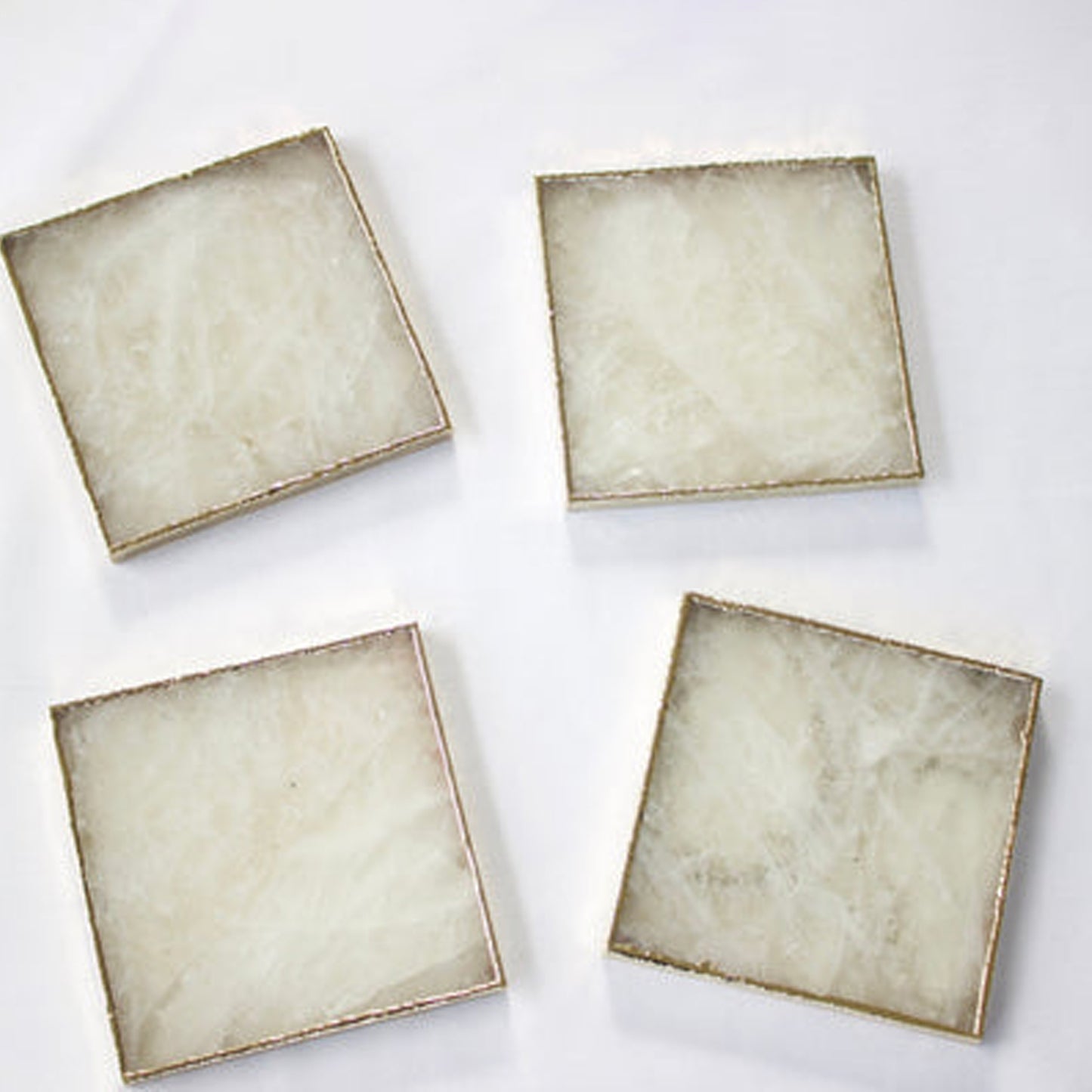 White Agate - Set of 4 Large Square Coasters | Personalised Momentos