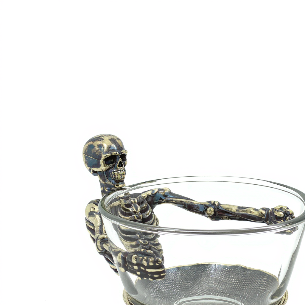 Skeleton Bowl with Glass Insert – Gothic Decorative Dish | Gold, Silver or Antique Finish | Halloween Candy Bowl & Home Decor