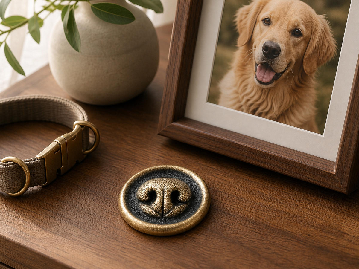 Custom Pet Nose Memorial Plaque, Antique Brass Keepsake, Personalised Dog/Cat Ornament