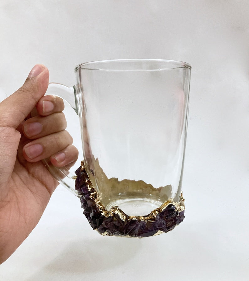 Crystal Chip Coffee and Tea Glass with Amethyst, 11 oz