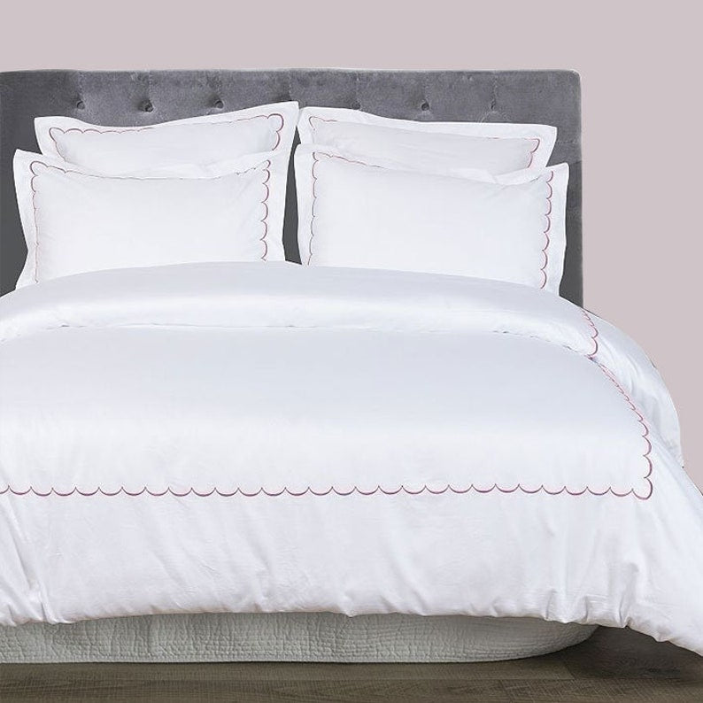 Scallops - Cotton Sateen Embroidered Edge Duvet Cover Sets
