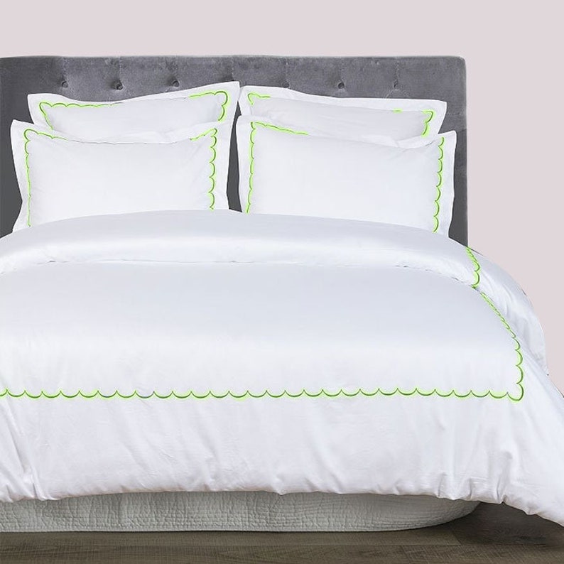 Scallops - Cotton Sateen Embroidered Edge Duvet Cover Sets