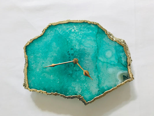 Aqua Agate Large  Wall Clock/Desk Clock/Personalised Momento
