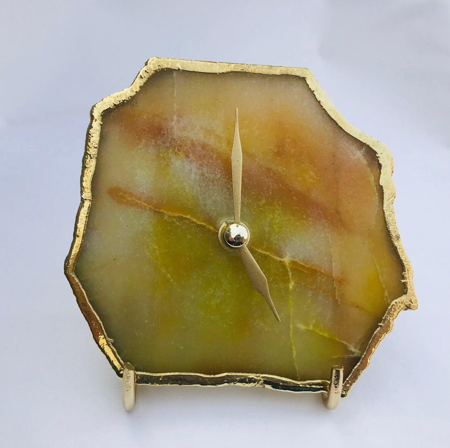 Mustard Agate Aventurine Desk/Wall Clock/Personalised Momento
