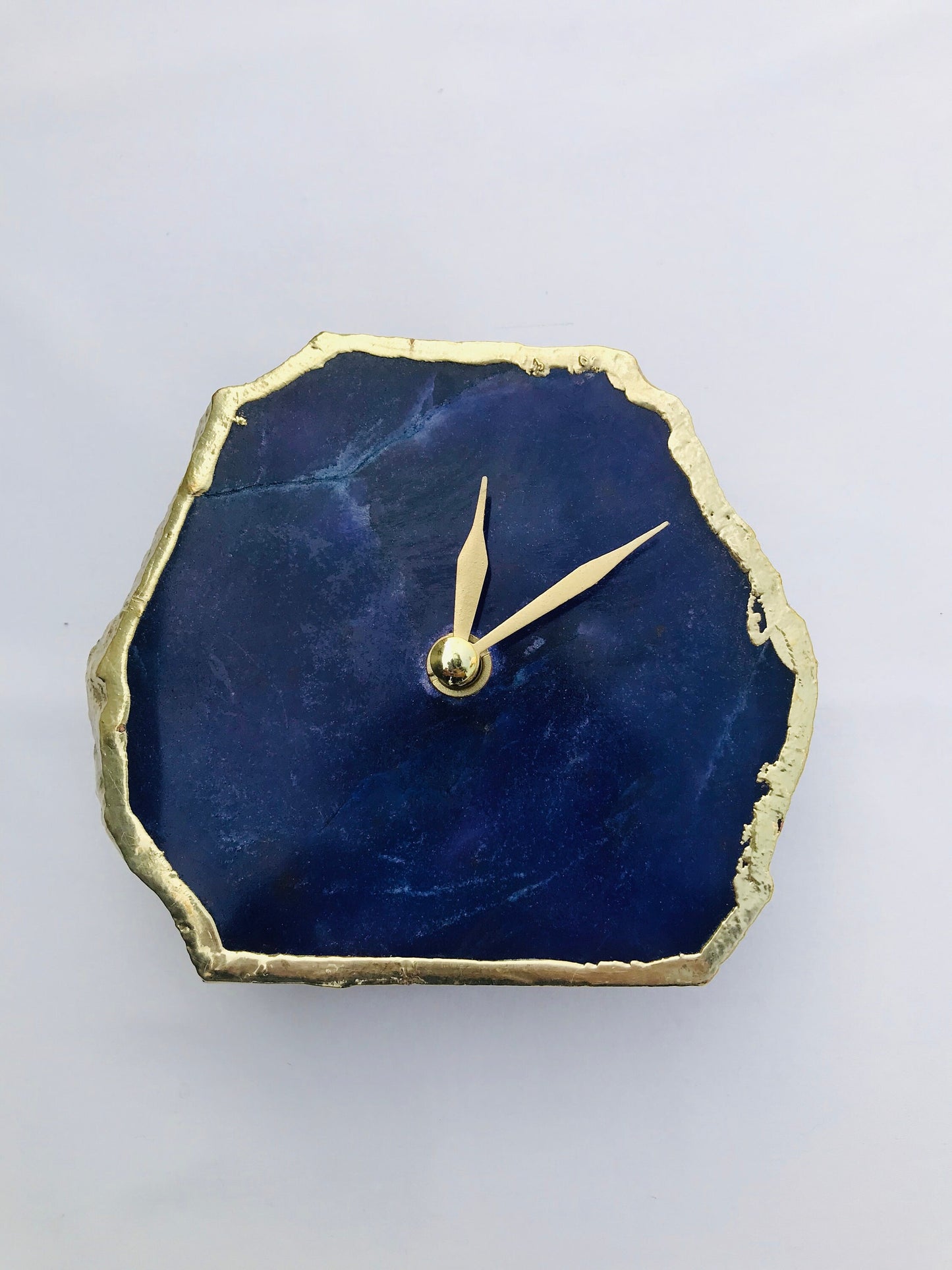Indigo Blue Agate Desk/Wall Clock, Can be Personalised/Customised/Personalised Momento