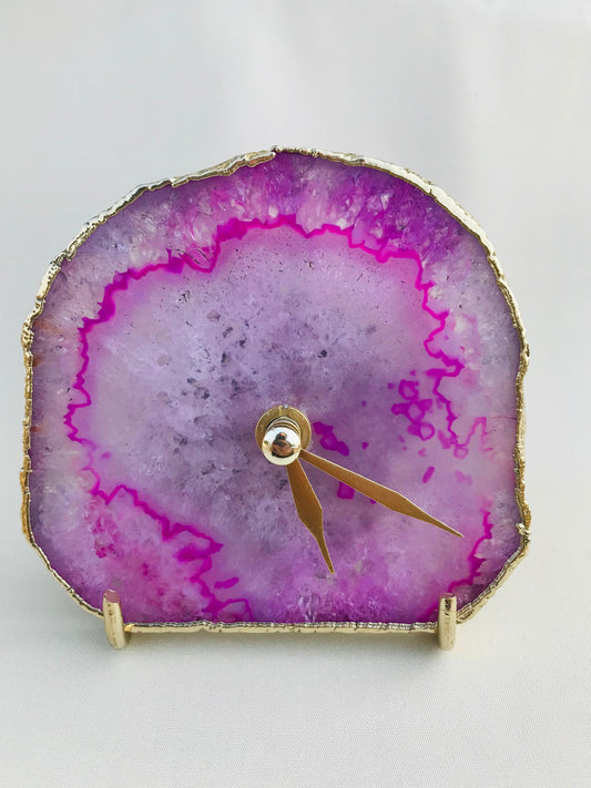 Pink Agate Desk/Wall Clock/Personalised Momento