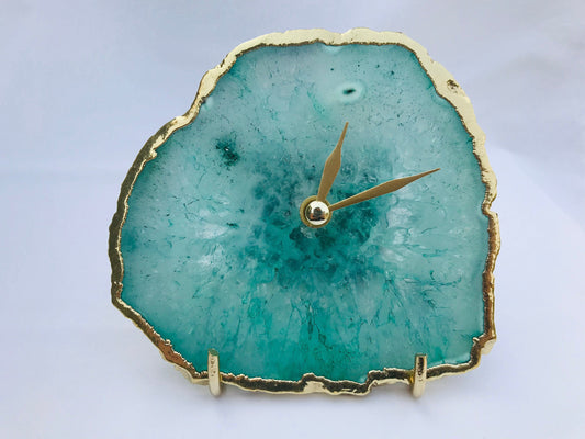 Aqua Agate Desk/Wall Clock/Personalised Momento