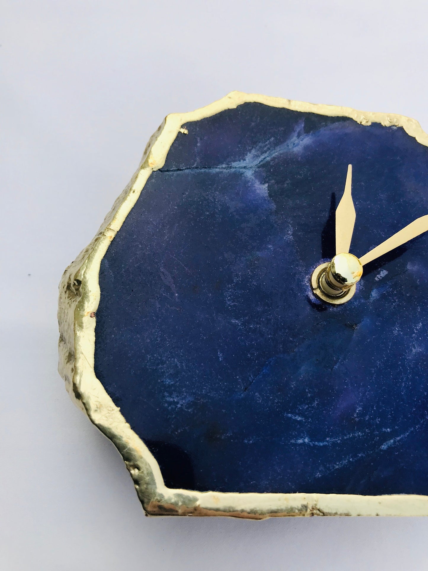Indigo Blue Agate Desk/Wall Clock, Can be Personalised/Customised/Personalised Momento
