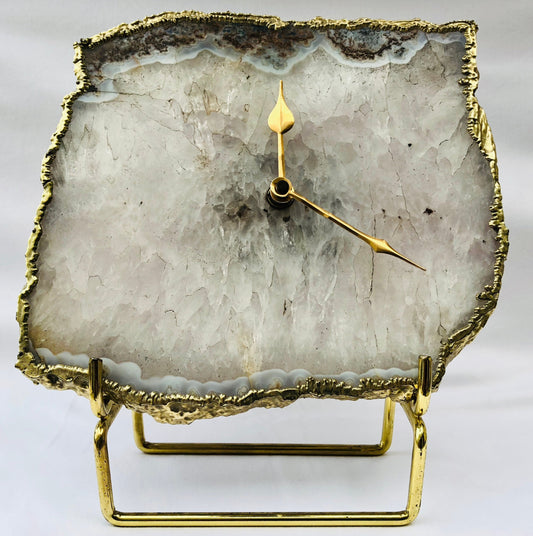 Grey Agate Large Wall/Desk Clock/Personalised Momento