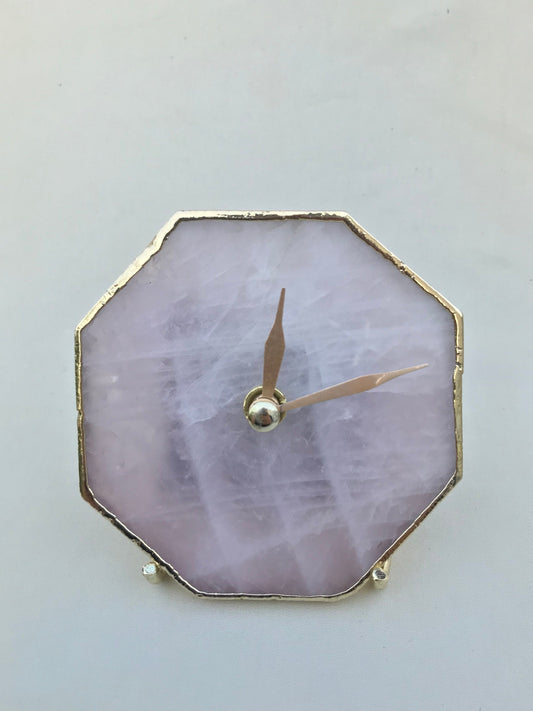 Rose Quartz Octagon Wall/Desk Clock/Personalised Momento