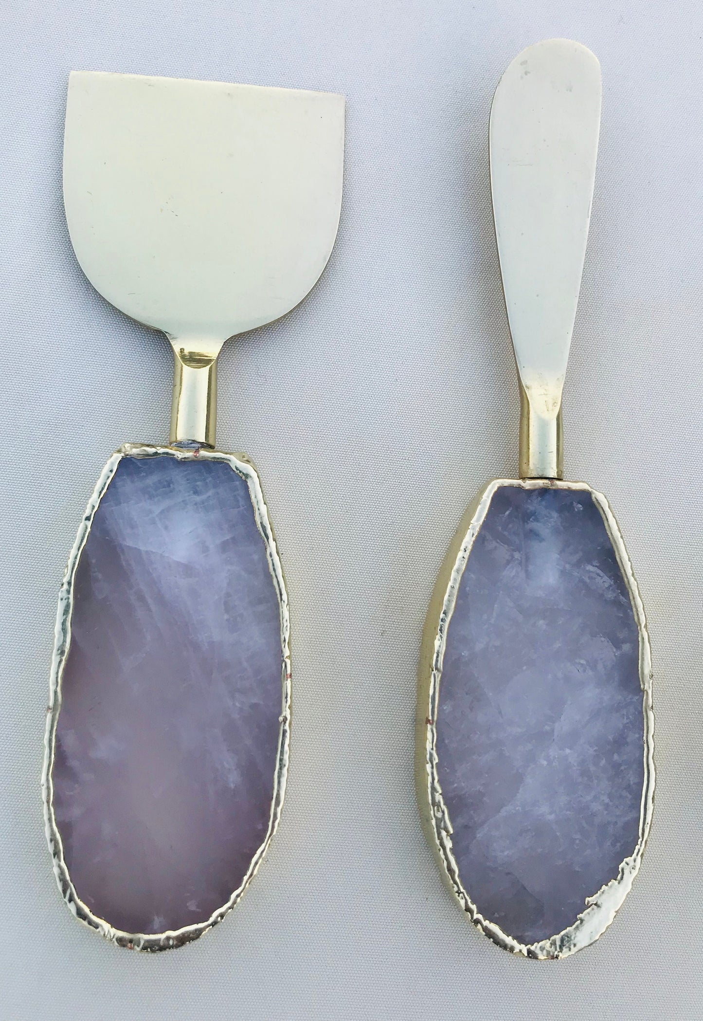 Set of 3 Rose Quartz Cheese Knives/Spreaders