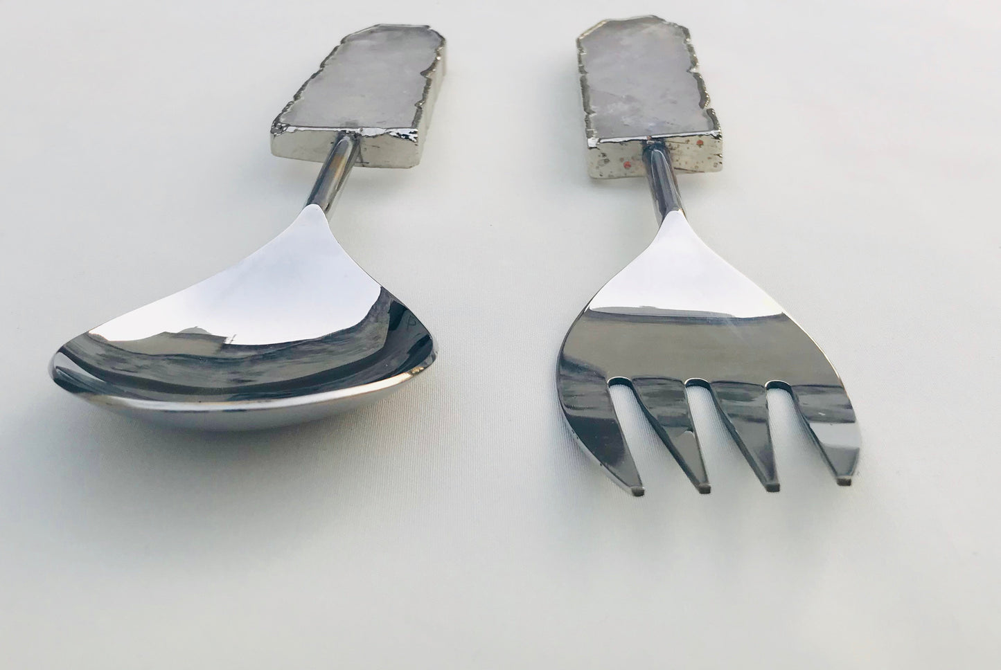 Clear Quartz Agate Salad Server - Set of 2