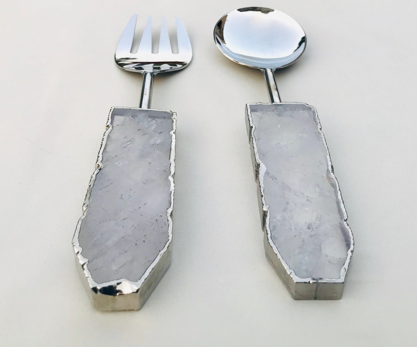 Clear Quartz Agate Salad Server - Set of 2