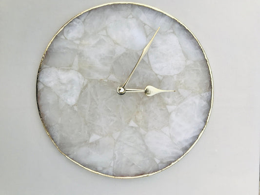 Large Clear Crystal Agate Wall Clock/Personalised Momento