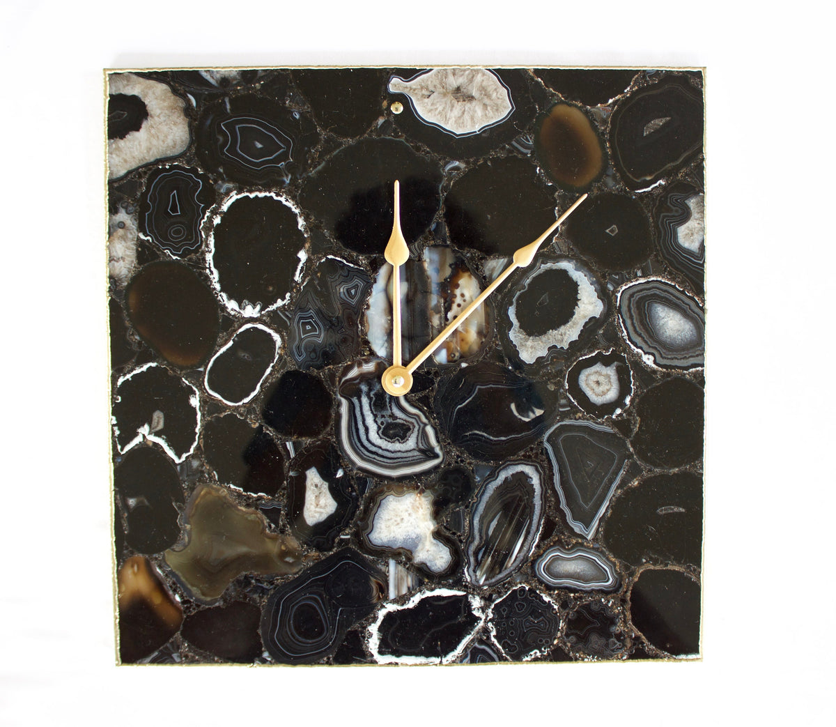 Black Agate Square Wall Clock
