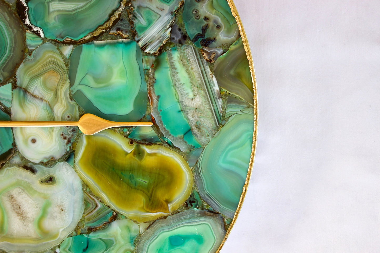 Light Green Agate Wall Clock | Circular