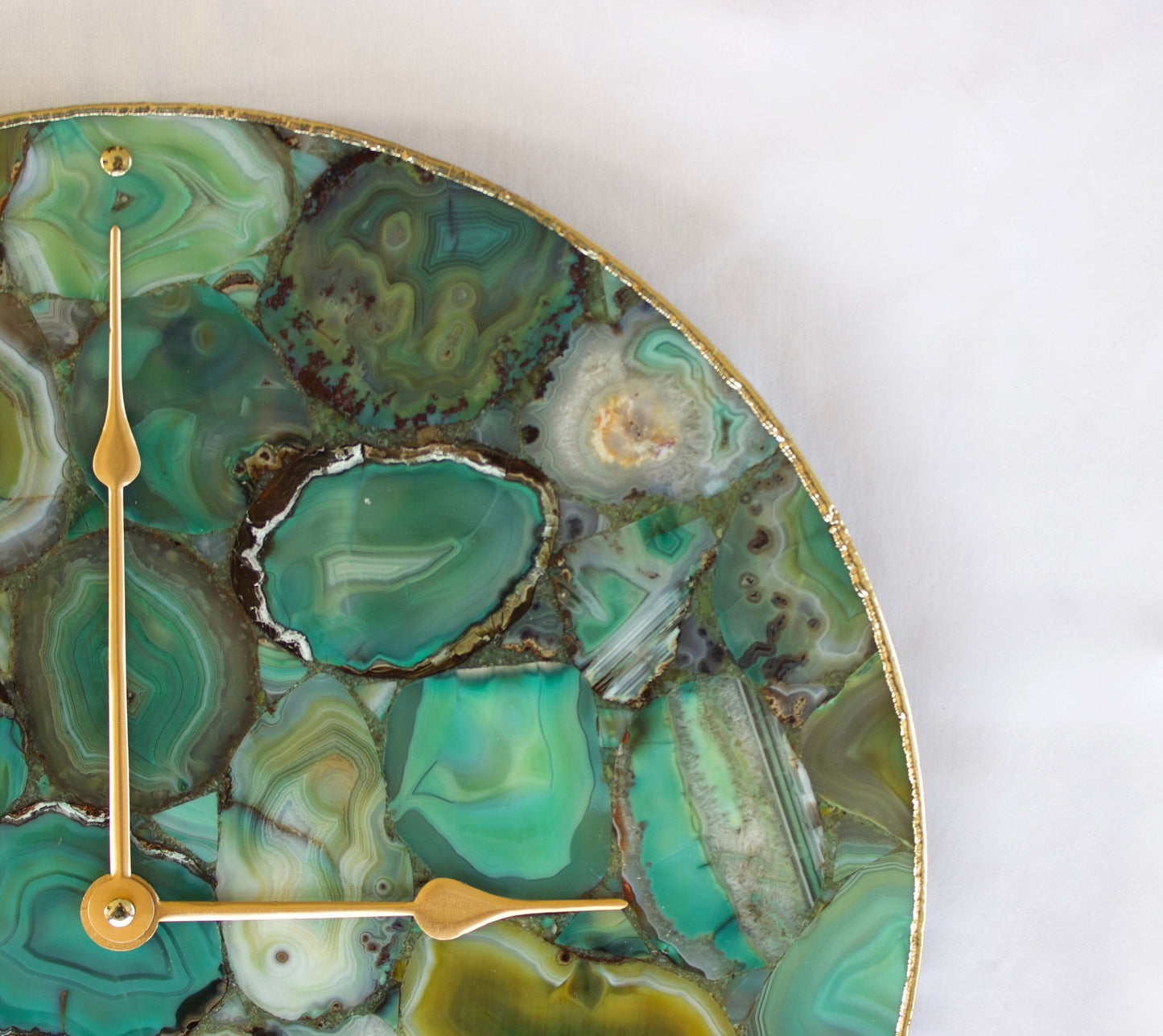 Light Green Agate Wall Clock | Circular