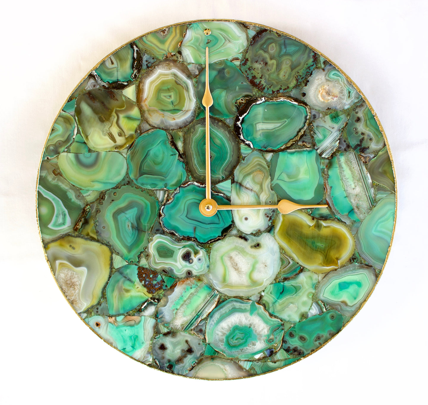 Light Green Agate Wall Clock | Circular