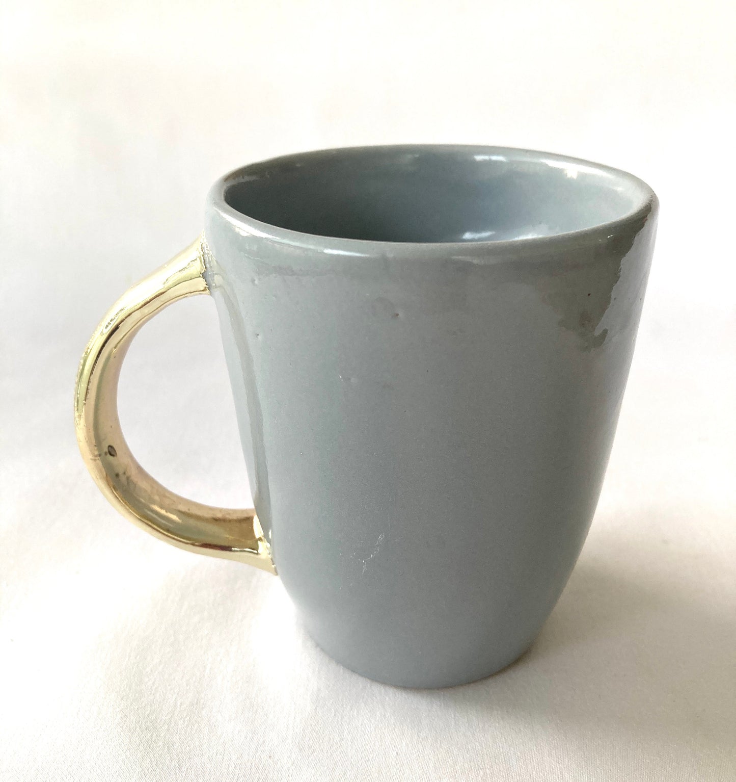 Set of 2 |Personalised Grey and Gold Ceramic Coffee/Tea Mug with Light Green Semi-precious Agate Crystal Gemstones| 8 Oz