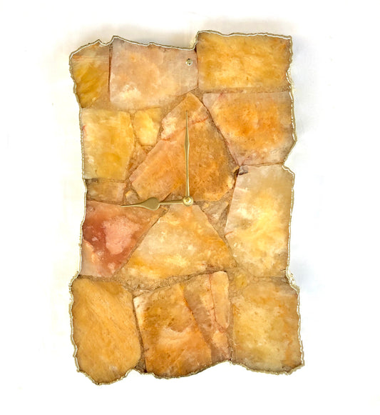 Large Golden Brown Agate Wall Clock/Personalised Momento/10"x15"