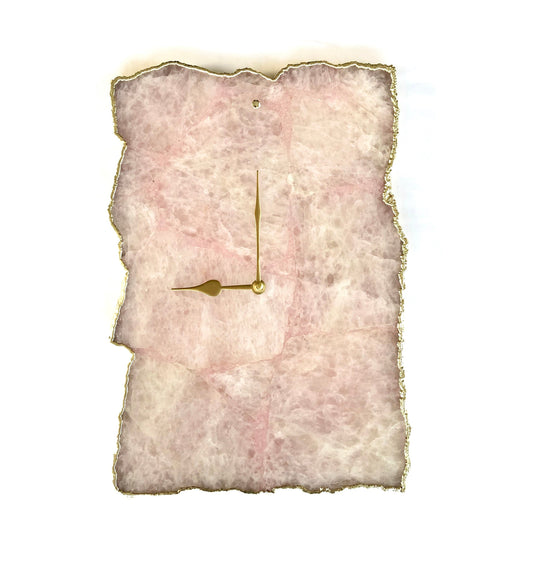 Large Rose Quartz Agate Wall Clock/Personalised Momento/10"x15"