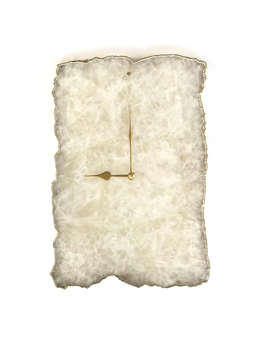 Large White Agate Wall Clock/Personalised Momento/10"x15"