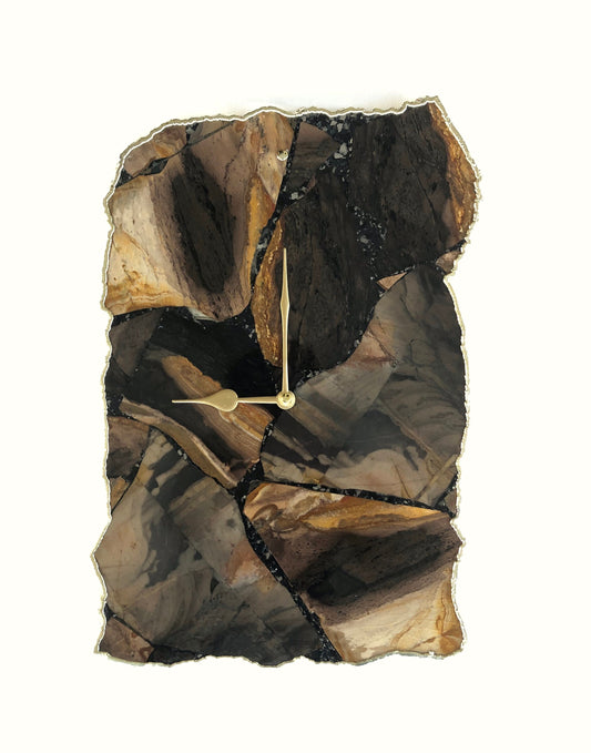 Large Brown Agate Wall Clock/Personalised Momento/10"x15"