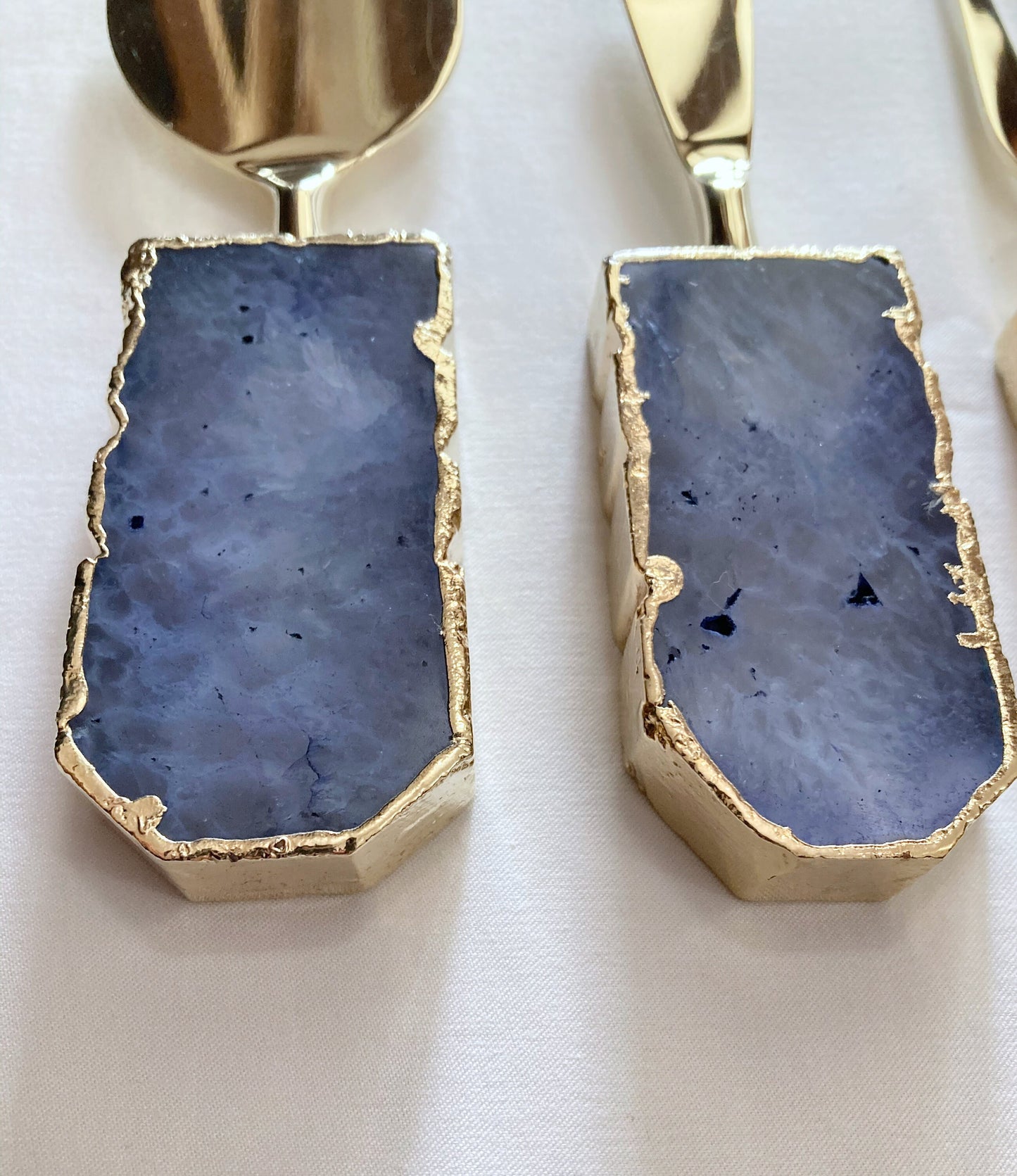 Set of 3 Light Ink Blue Agate Cheese Knives/Spreaders