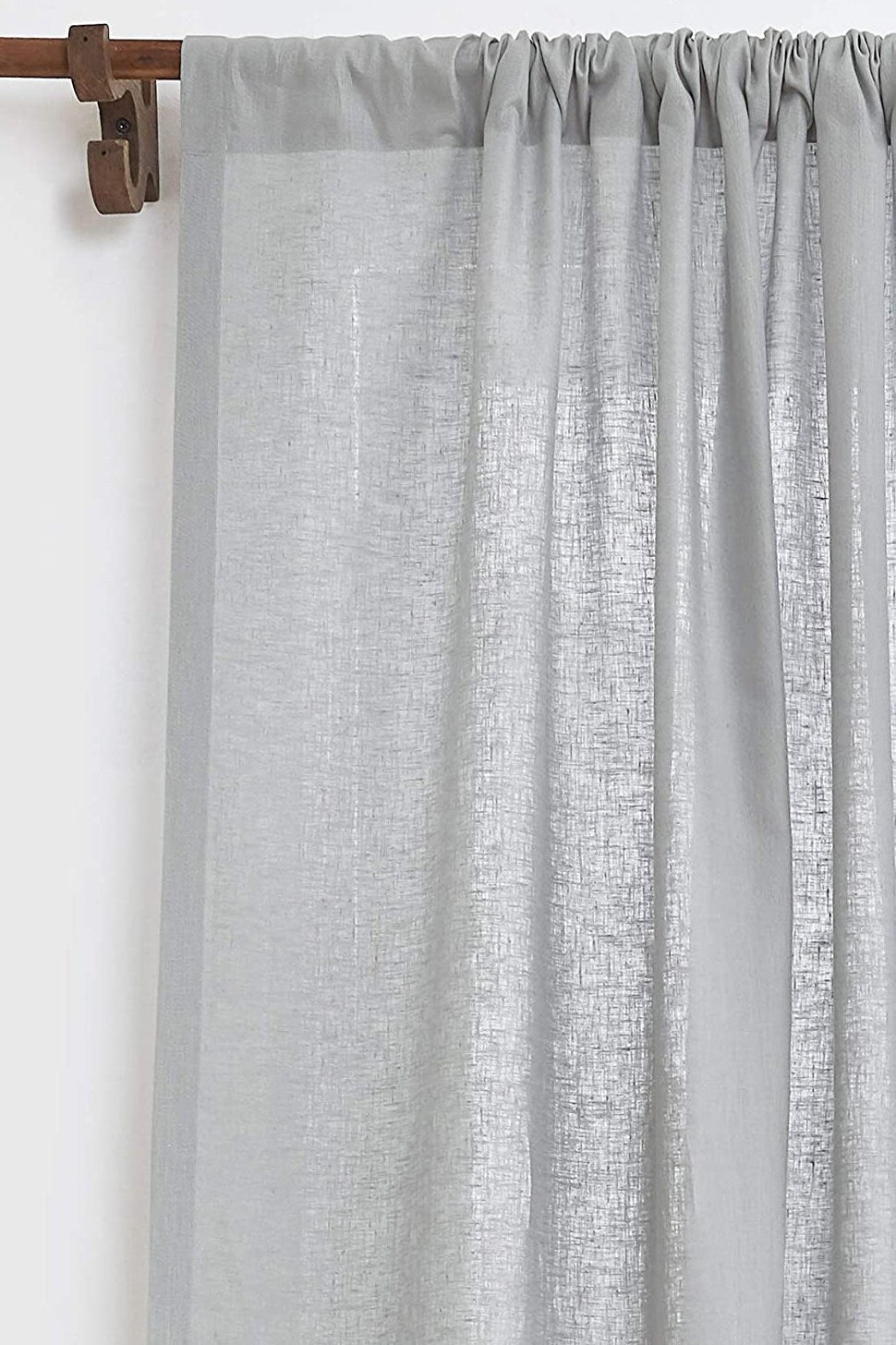 Light Grey - 100% Pure Linen Curtains | Cotton Linen Mix | Two Panels | 2" Rod Pocket | Semi Sheer