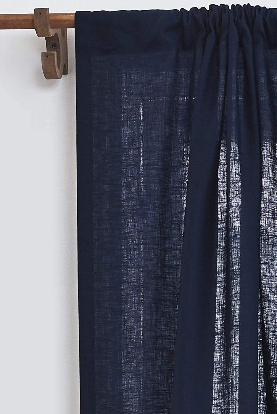 Navy - 100% Pure Linen Curtains | Cotton Linen Mix | Two Panels | 2" Rod Pocket | Semi Sheer