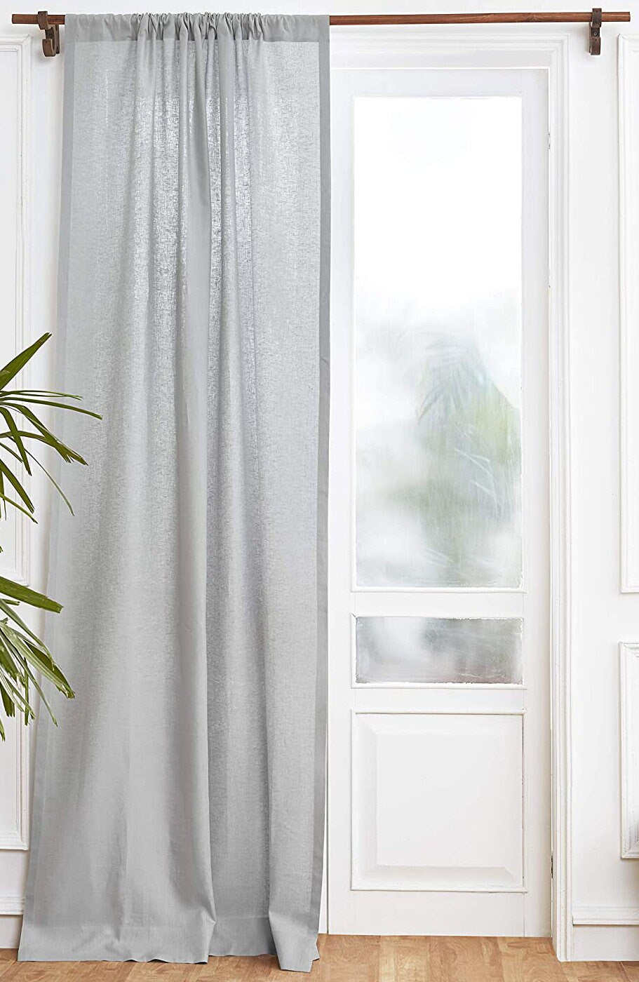 Light Grey - 100% Pure Linen Curtains | Cotton Linen Mix | Two Panels | 2" Rod Pocket | Semi Sheer