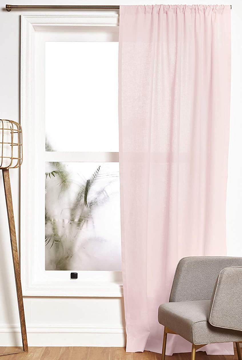 Light Pink - 100% Pure Linen Curtains | Cotton Linen Mix | Two Panels | 2" Rod Pocket | Semi Sheer