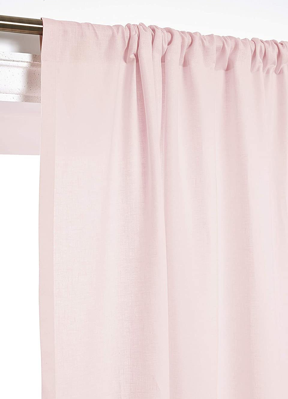 Light Pink - 100% Pure Linen Curtains | Cotton Linen Mix | Two Panels | 2" Rod Pocket | Semi Sheer