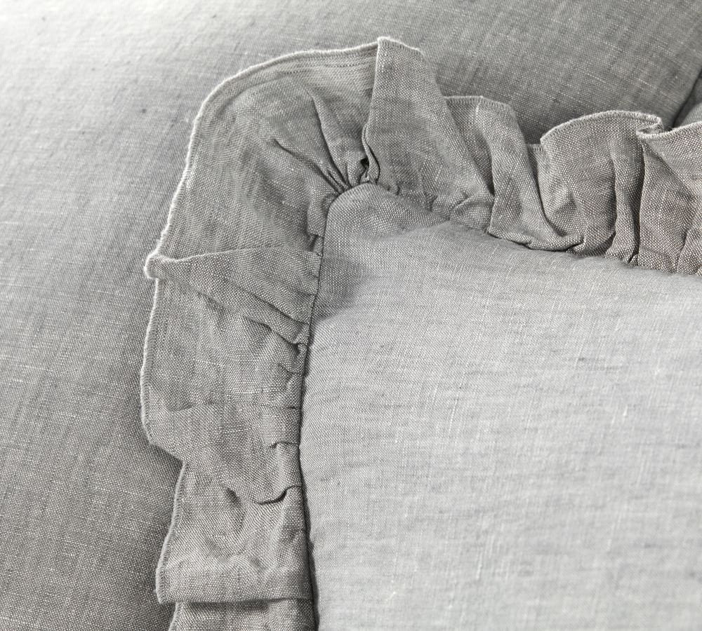 Light Grey - 100% Pure Linen | Linen Cotton Mix | 3 Piece Ruffle Duvet Cover Set | Handmade | Pre-washed | Soft