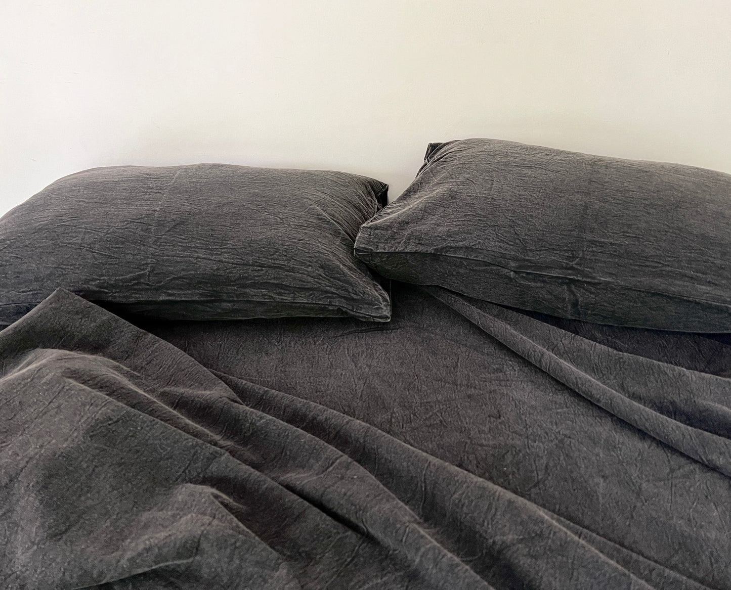 CharcoalBlack - Stone Washed | Antiqued | Ultra Soft | 100% Pure Linen | Linen Cotton Mix | 3 Piece Duvet Set | 4 Piece Sheet Set | Handmade