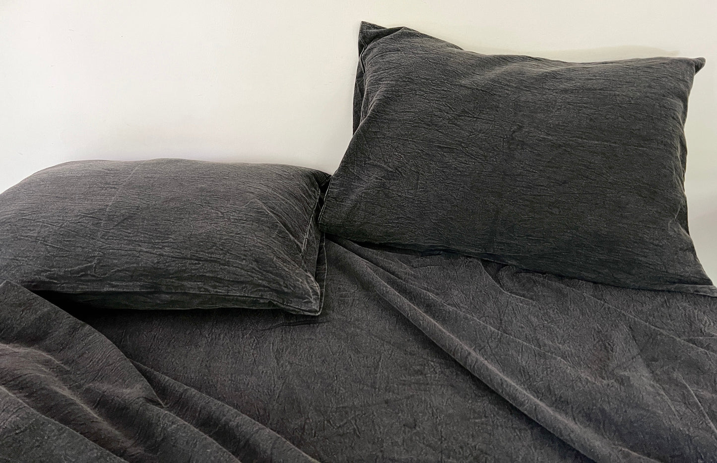 CharcoalBlack - Stone Washed | Antiqued | Ultra Soft | 100% Pure Linen | Linen Cotton Mix | 3 Piece Duvet Set | 4 Piece Sheet Set | Handmade