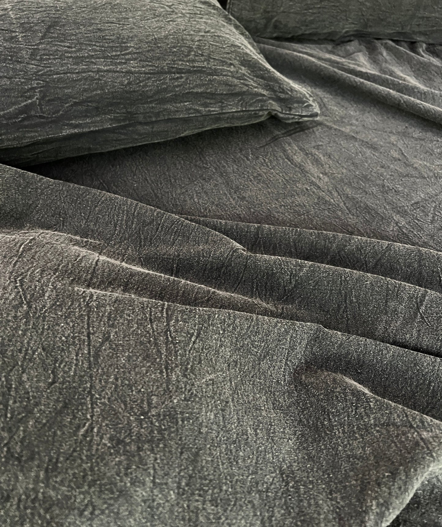 CharcoalBlack - Stone Washed | Antiqued | Ultra Soft | 100% Pure Linen | Linen Cotton Mix | 3 Piece Duvet Set | 4 Piece Sheet Set | Handmade