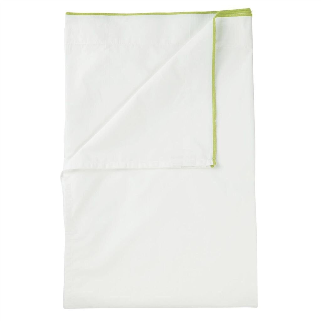 White with Lime Green Piping - Pure Cotton, Pure Linen or Linen Cotton Mix | 3 Piece Piped Duvet Cover Set | Handmade | Pre-washed
