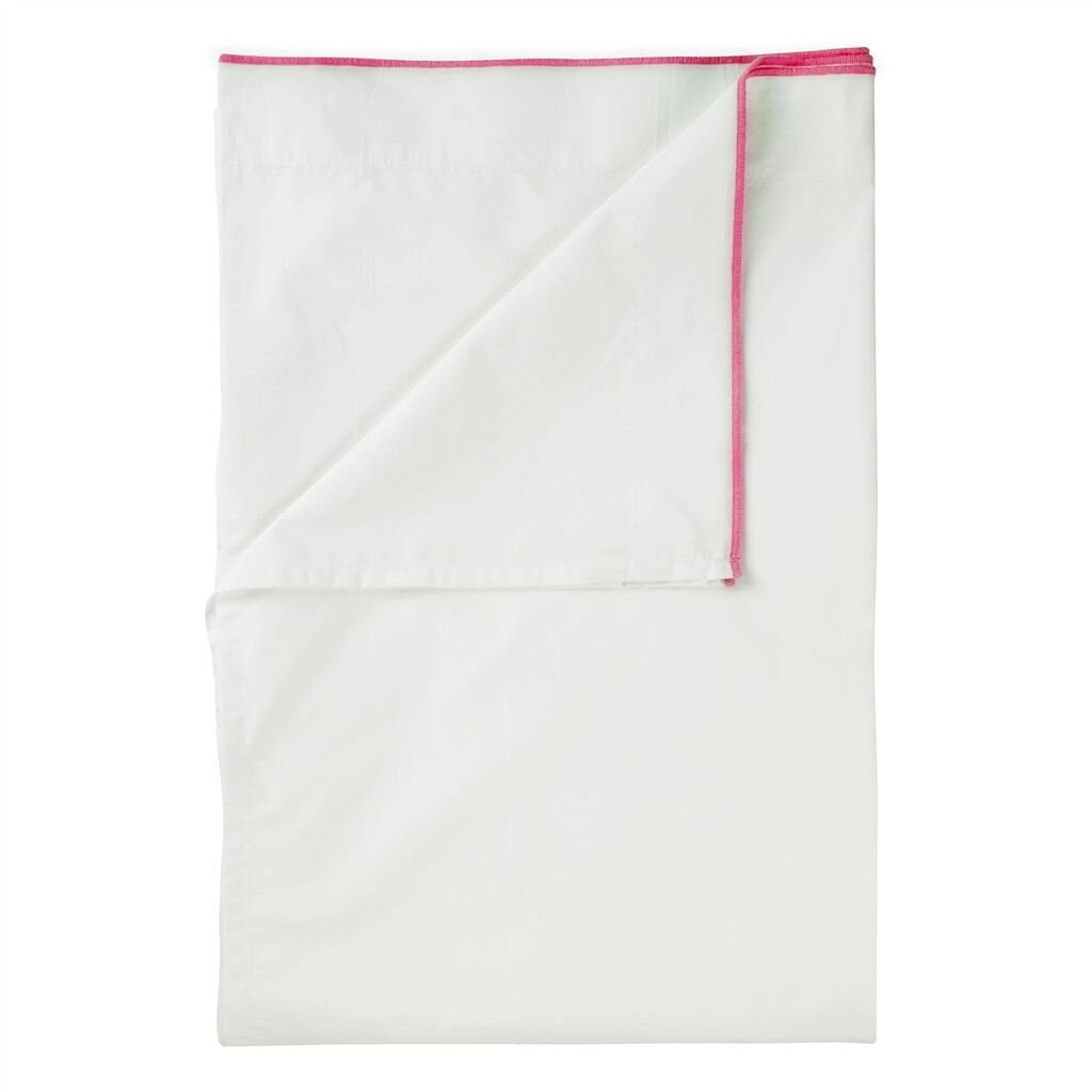 White with Pink Piping - Pure Cotton, Pure Linen or Linen Cotton Mix | 3 Piece Piped Duvet Cover Set | Handmade | Pre-washed