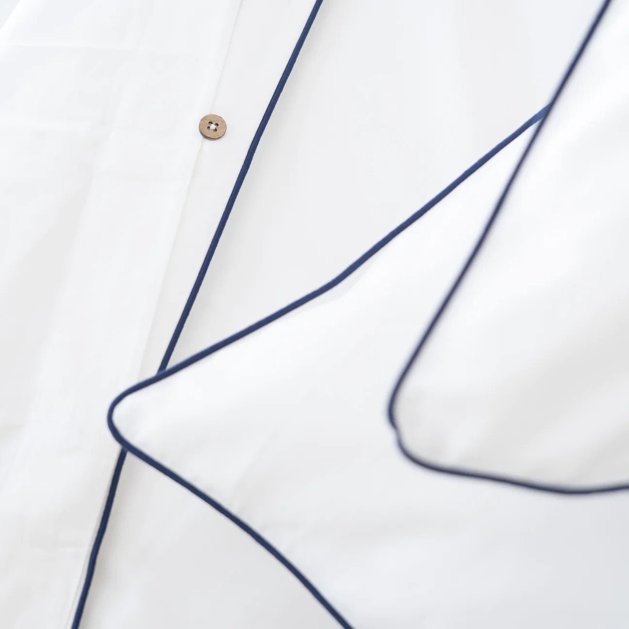 White with Navy Blue Piping - Pure Cotton, Pure Linen or Linen Cotton Mix | 3 Piece Piped Duvet Cover Set | Handmade | Pre-washed