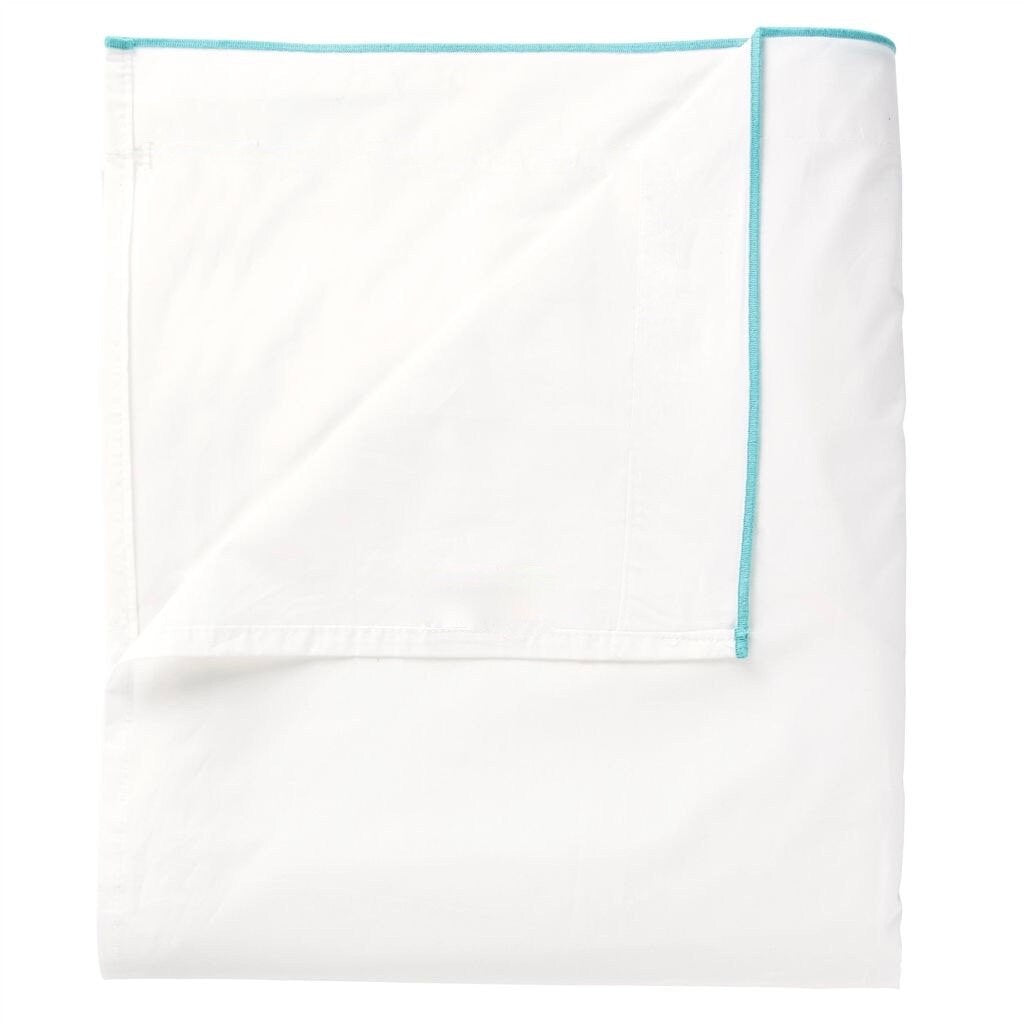White with Light Blue Piping - Pure Cotton, Pure Linen or Linen Cotton Mix | 3 Piece Piped Duvet Cover Set | Handmade | Pre-washed