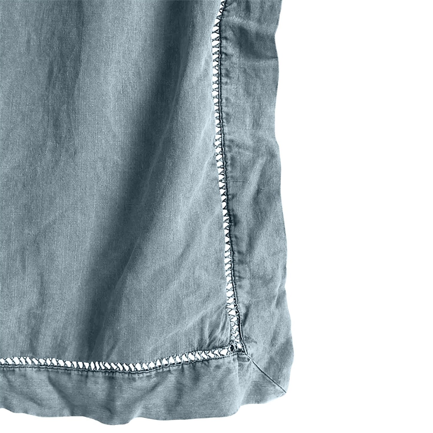 Embroidered Edge Sky Blue 100% Pure Linen | Linen Cotton Mix | 3 Piece Duvet Cover Set | 4 Piece Sheet Set | Handmade | Pre-washed | Soft