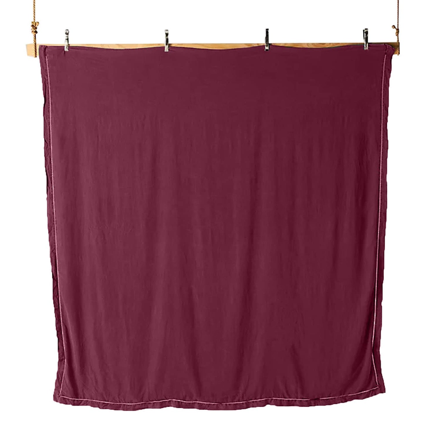 Embroidered Edge Berry 100% Pure Linen | Linen Cotton Mix | 3 Piece Duvet Cover Set | 4 Piece Sheet Set | Handmade | Pre-washed | Soft