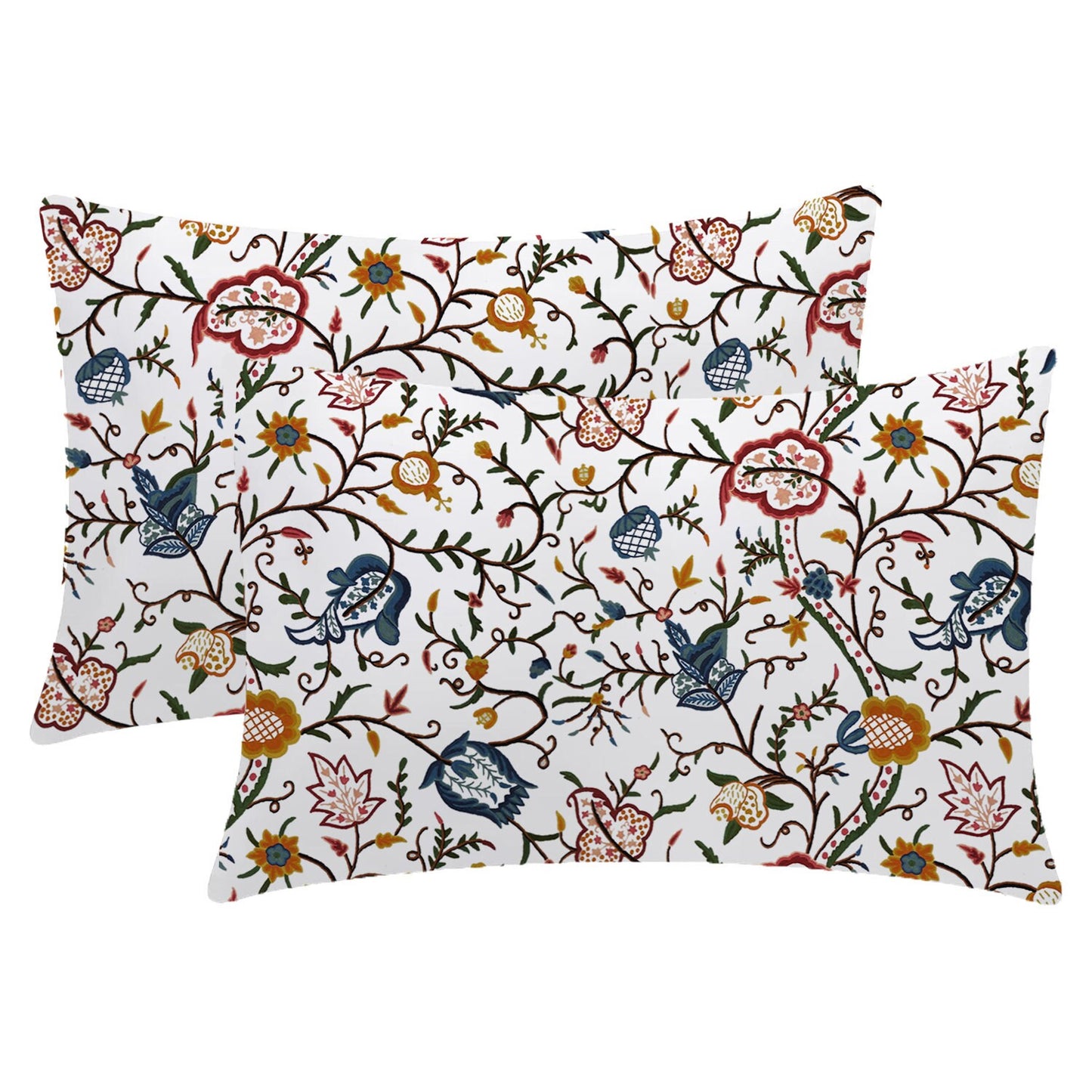 Jolene - 3 Piece Crewel Embroidered Duvet Set | Linen Cotton Mix | Embroidered Duvet Cover with Embroidered Pillowcases | Handmade | Soft