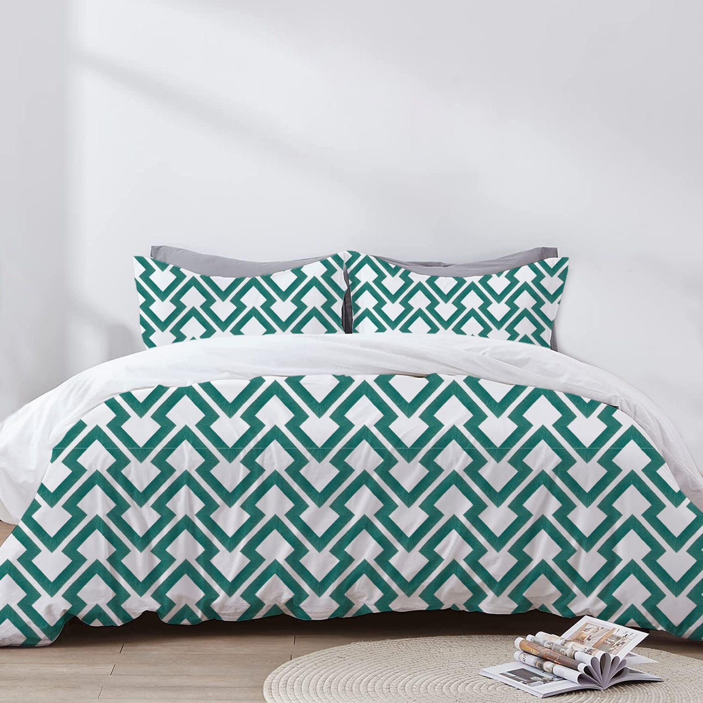Aria - 3 Piece Crewel Embroidered Duvet Set | Linen Cotton Mix | Embroidered Duvet Cover with Embroidered Pillowcases | Handmade | Soft