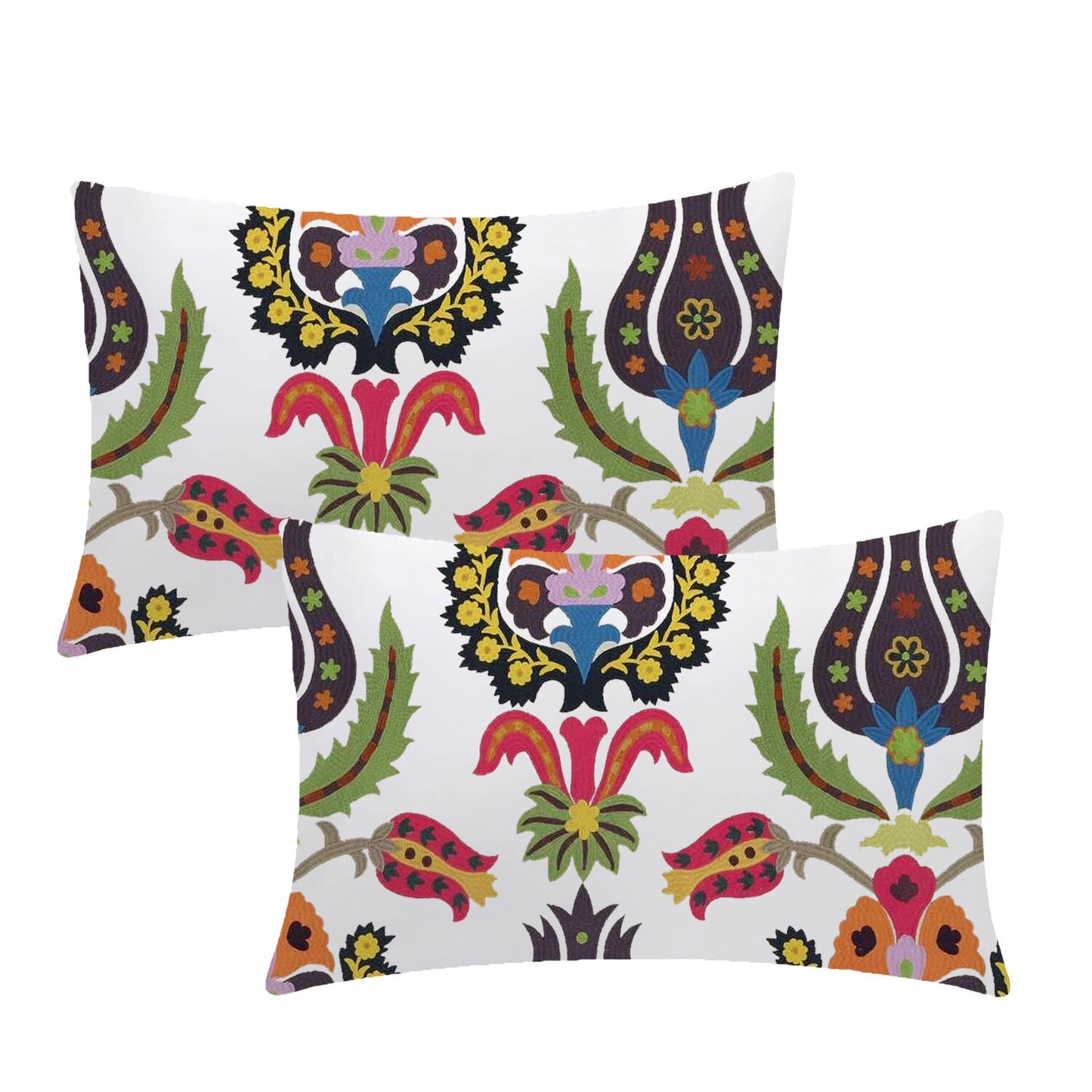 Eirene - 3 Piece Crewel Embroidered Duvet Set | Linen Cotton Mix | Embroidered Duvet Cover with Embroidered Pillowcases | Handmade | Soft
