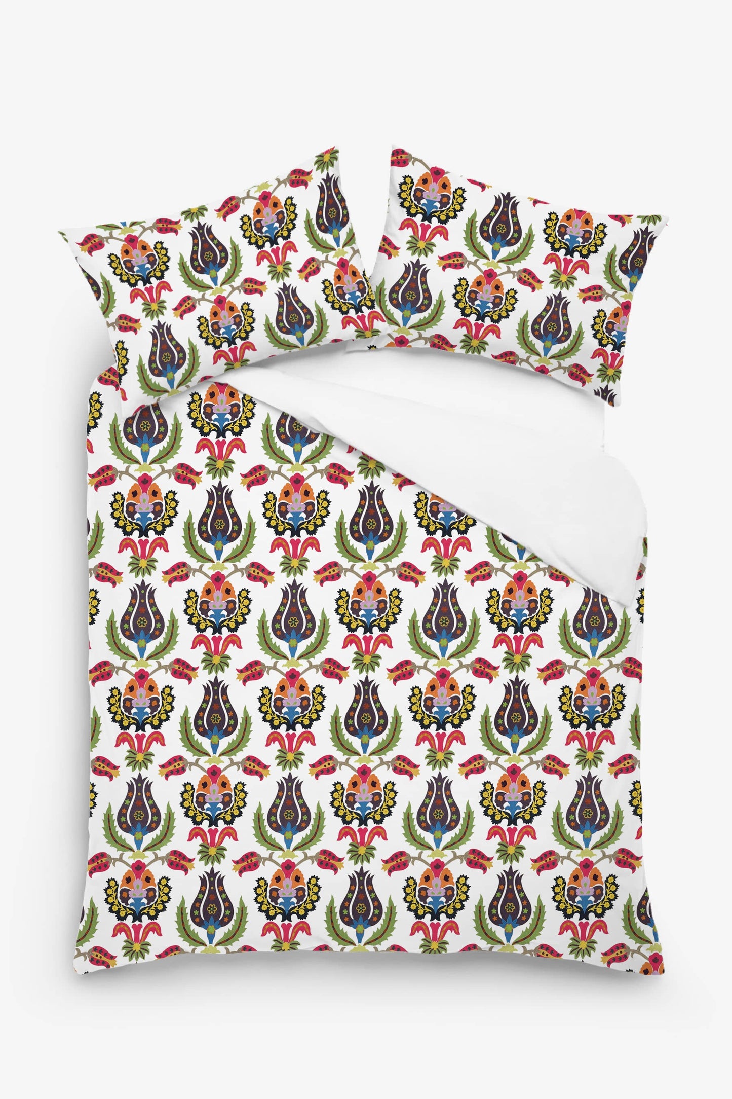 Eirene - 3 Piece Crewel Embroidered Duvet Set | Linen Cotton Mix | Embroidered Duvet Cover with Embroidered Pillowcases | Handmade | Soft