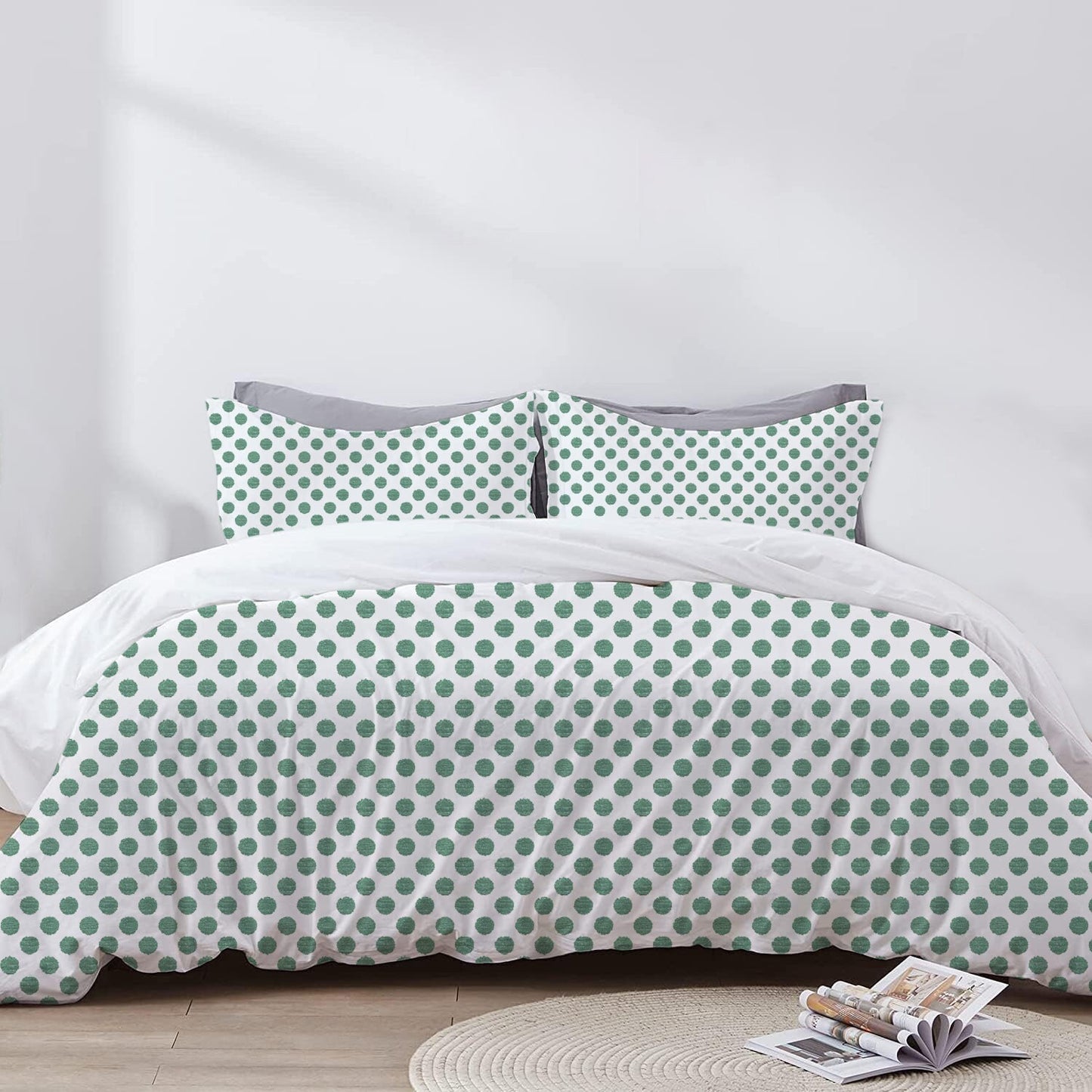 Sylvana - 3 Piece Crewel Embroidered Duvet Set | Linen Cotton Mix | Embroidered Duvet Cover with Embroidered Pillowcases | Handmade | Soft