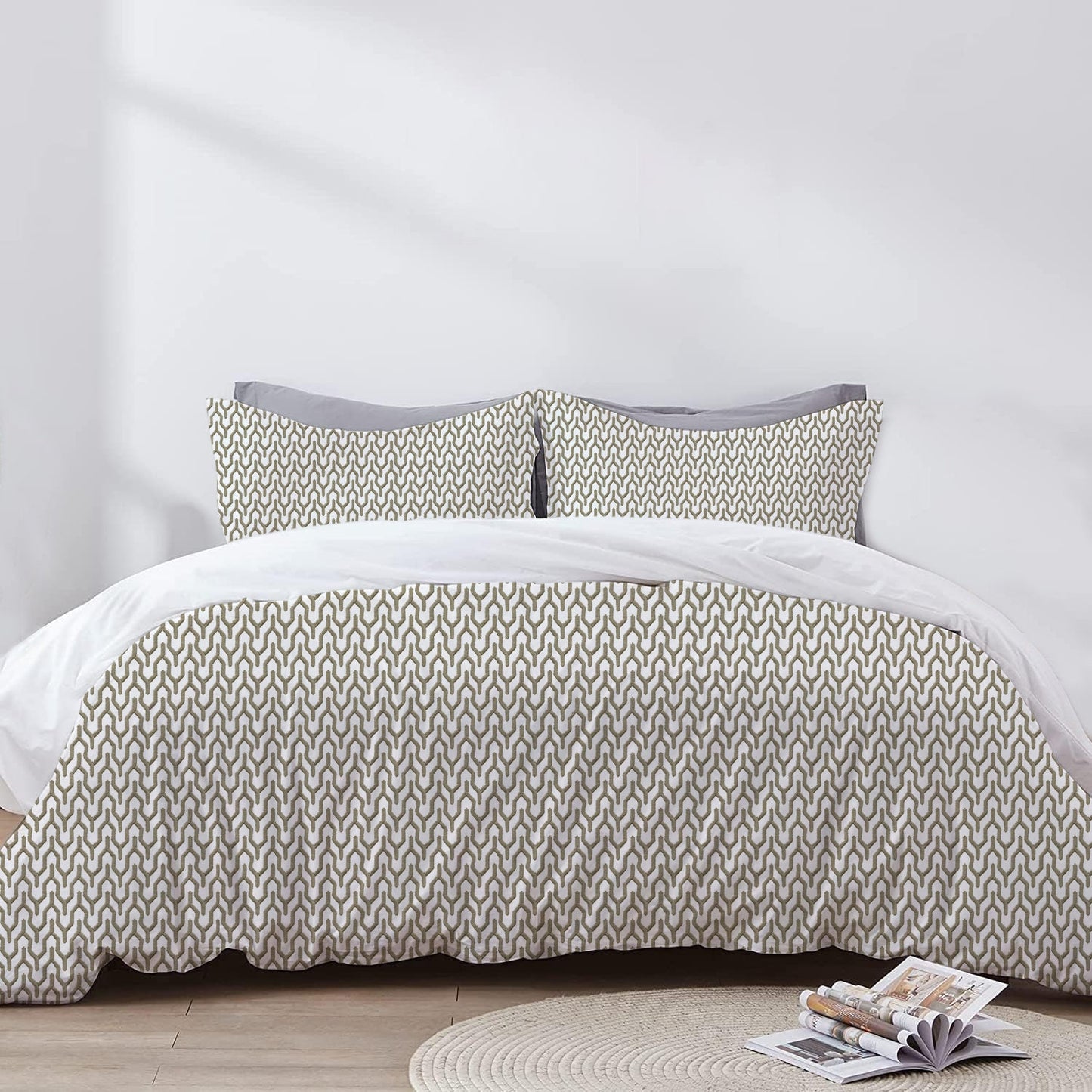 Seren - 3 Piece Crewel Embroidered Duvet Set | Linen Cotton Mix | Embroidered Duvet Cover with Embroidered Pillowcases | Handmade | Soft