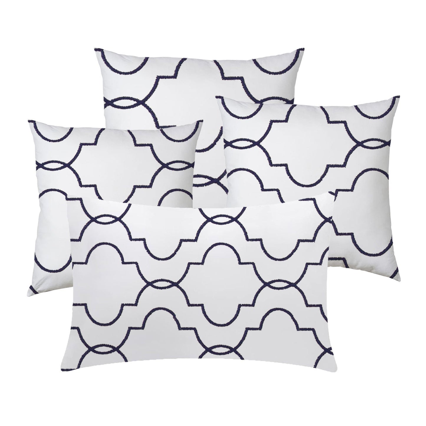 Celestia - Set of 4 Pieces | Cotton Linen Fabric | Crewel Embroidered | Pillow/Cushion Cover Set | With or Without Insert